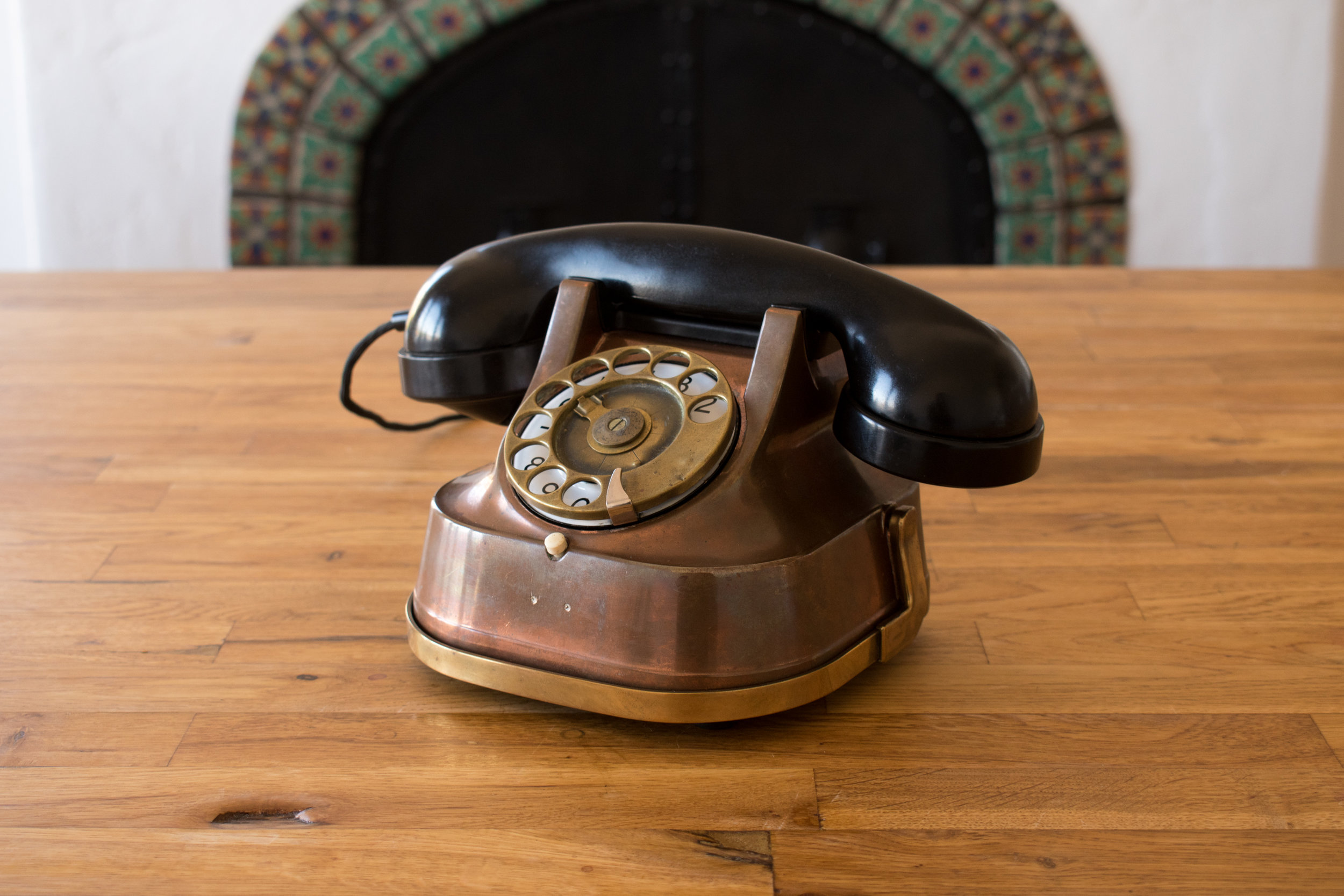 An antique telephone with Alexa built in.